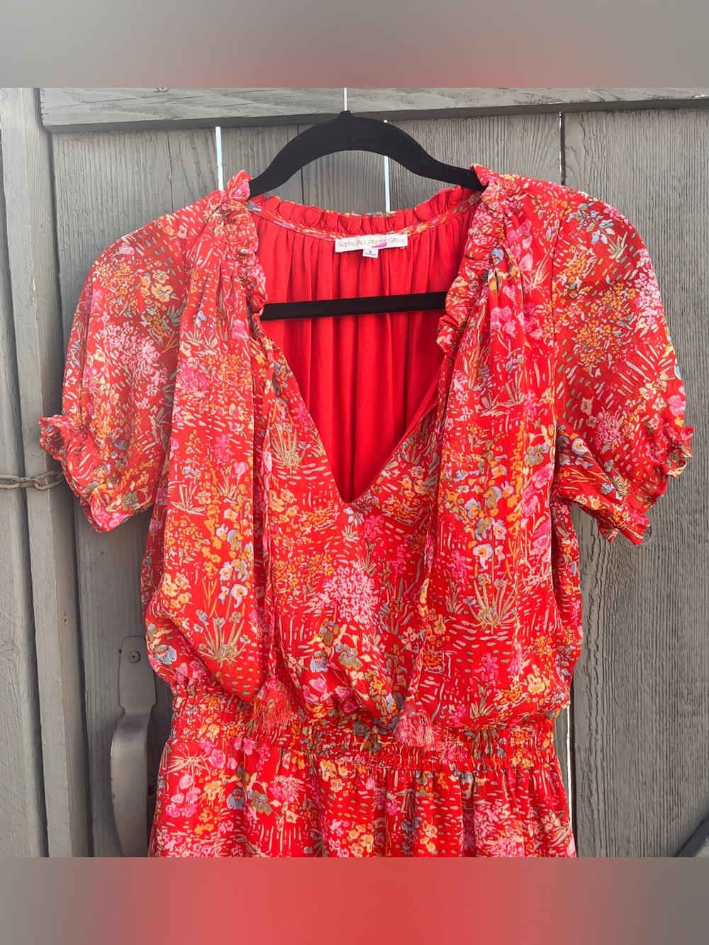 We’re All Pretty Girls Floral Mini Dress Tiered Skirt Orange Size Small - Picture 2 of 9